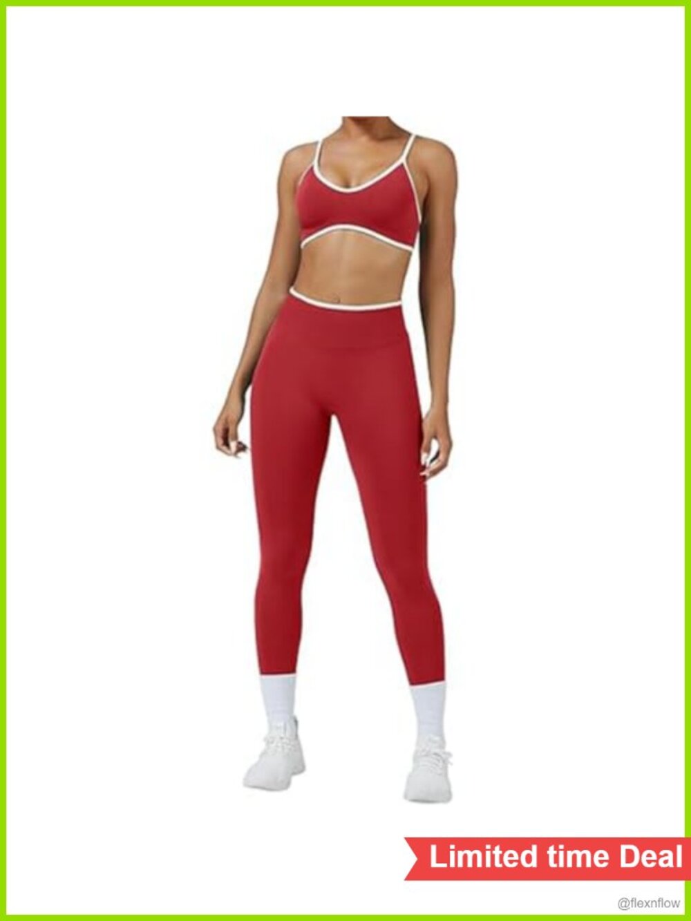 Women's Double Layer Workout Set Seamless Tank Top High Waist Flared Leggings